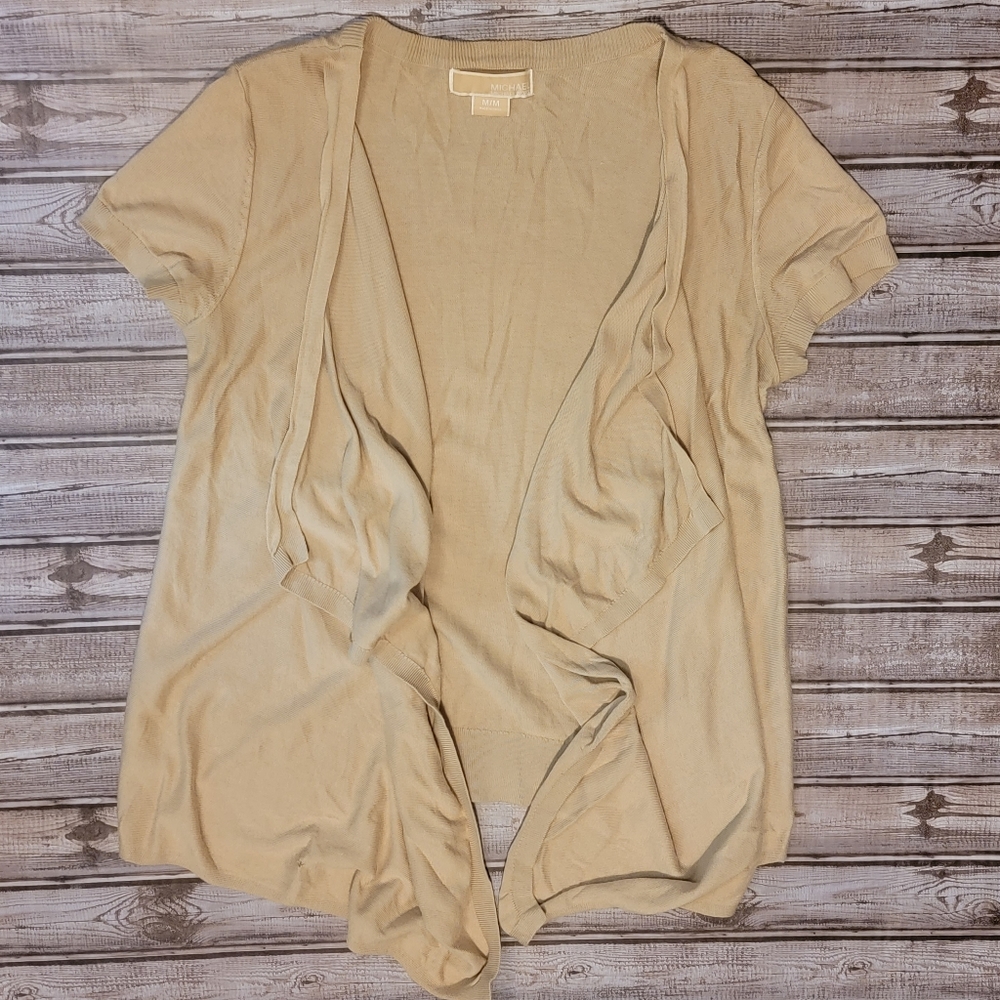 Michael Michael Kors Short Sleeve Beige Open Cardigan Size M
